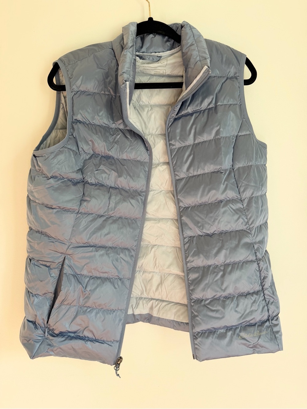 Eddie Bauer down puffer vest periwinkle blue size large